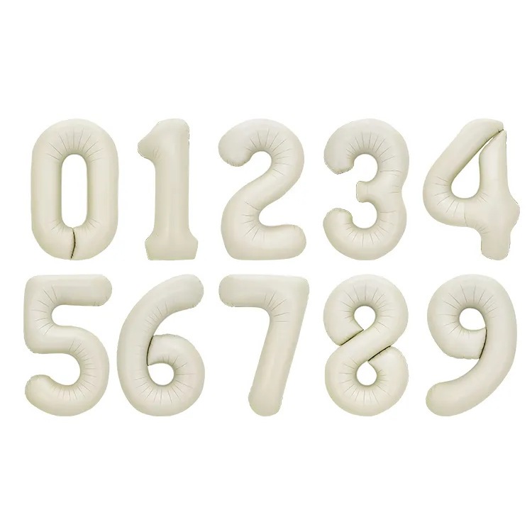 ลูกโป่งตัวเลข 0-9 สีขาว ฟอยล์ ลูกโป่งวันเกิด ปาร์ตี้เทศกาลต่างๆ PT082