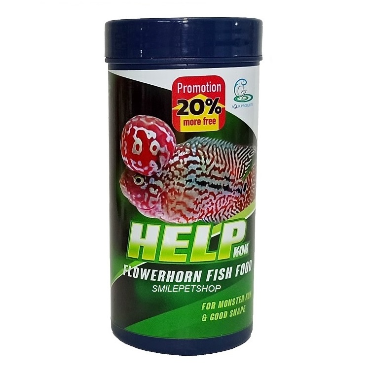 HELP KOK FLOWERHORN FISH FOOD 100 g.(อาหารปลาหมอสีสูตรเร่งโหนก และรูปทรง โปรตีนสูง เร่งโหนกไว)