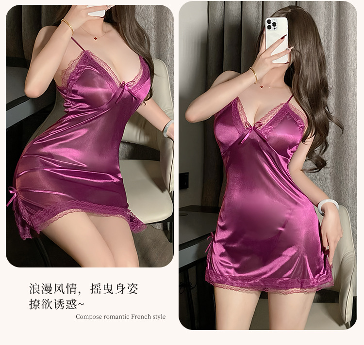 ชุดนอนซาติน สายเดี่ยวซีทรูเซ็กซี่ 💥พร้อมส่งในไทย💥