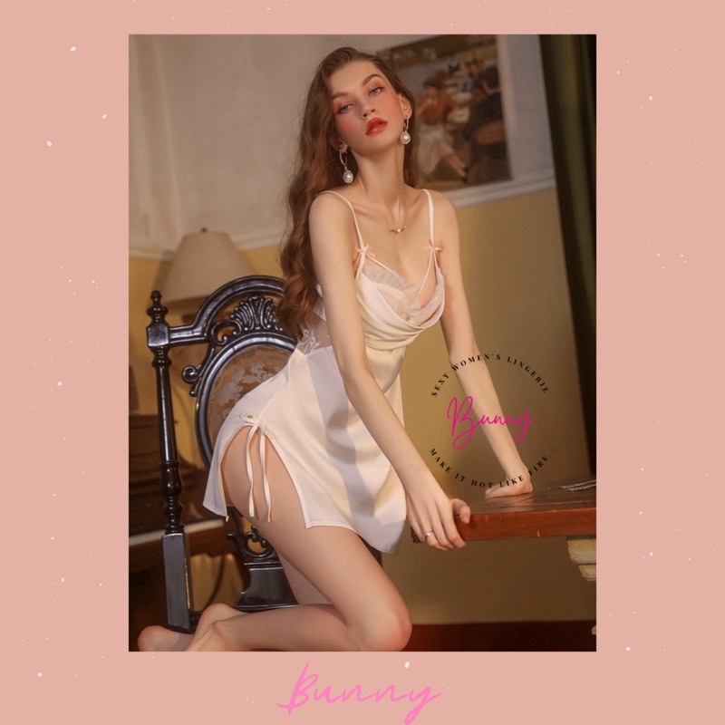 ชุดนอน ผ้าซาติน สไตล์ฝรั่งเศษ 💥พร้อมส่งในไทย💥