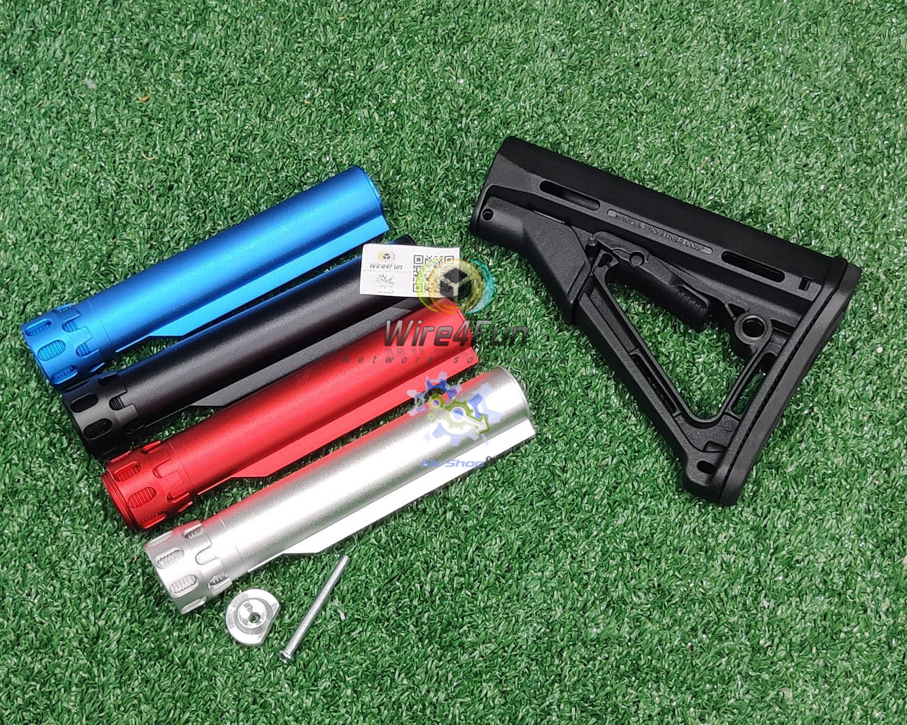 [จัดชุด] ท้าย CTR สีดำ / สีทราย พร้อมแกน ท้าย ตระกูล M4 ประกอบง่าย มีปสลักปรับสไลด์ เลื่อน ยืด -หด(ดำ แดง น้ำเงิน บรอนซ์)