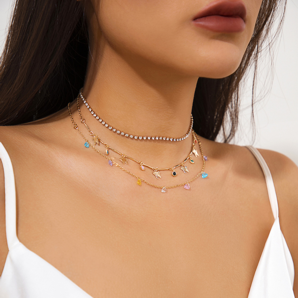 สร้อยคอ หลายชั้น อเนกประสงค์ สไตล์เกาหลี แฟชั่นสําหรับผู้หญิง