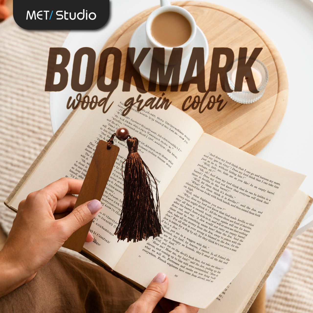 Bookmark ที่คั่นหนังสือ อลูมิเนียมลายไม้ ขนาด 20x100 หนา1.2 มม.