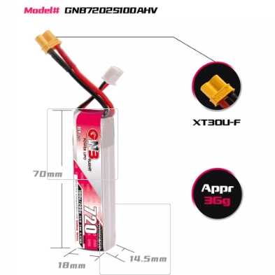 แบต GNB 2เซล 300-900mah HV PH2.0 XT30 PH2.0 3PIN แบตสำหรับ RC รถ เรือ เครื่องบิน โดรน หุ่นยนต์ มีให้เลือกหลายขนาดความจุ
