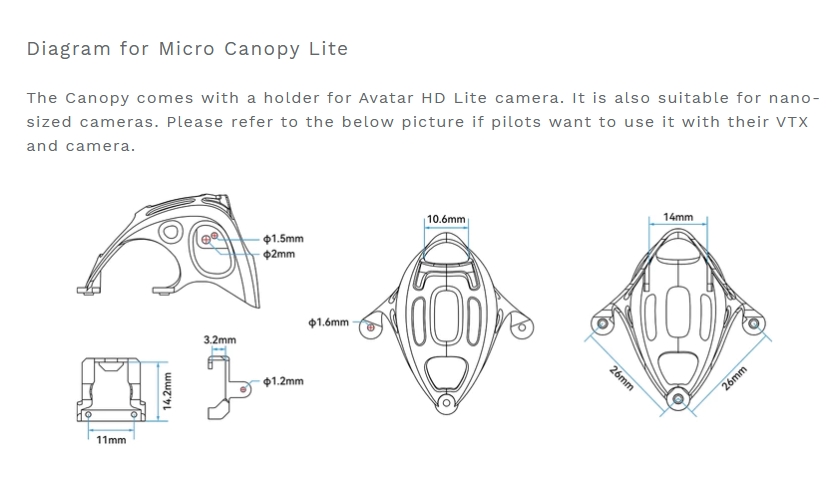 BETAFPV Micro Canopy Lite ใส่กล้องได้หลายรุ่น มีหลายสีให้เลือก