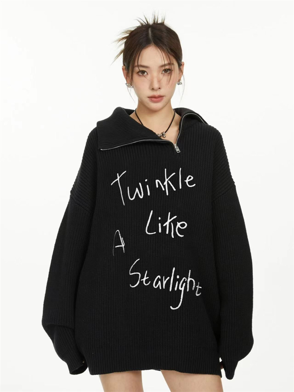 เสื้อแขนยาว ไหมพรม Over size รหัส A100 สินค้าพร้อมส่ในไทย