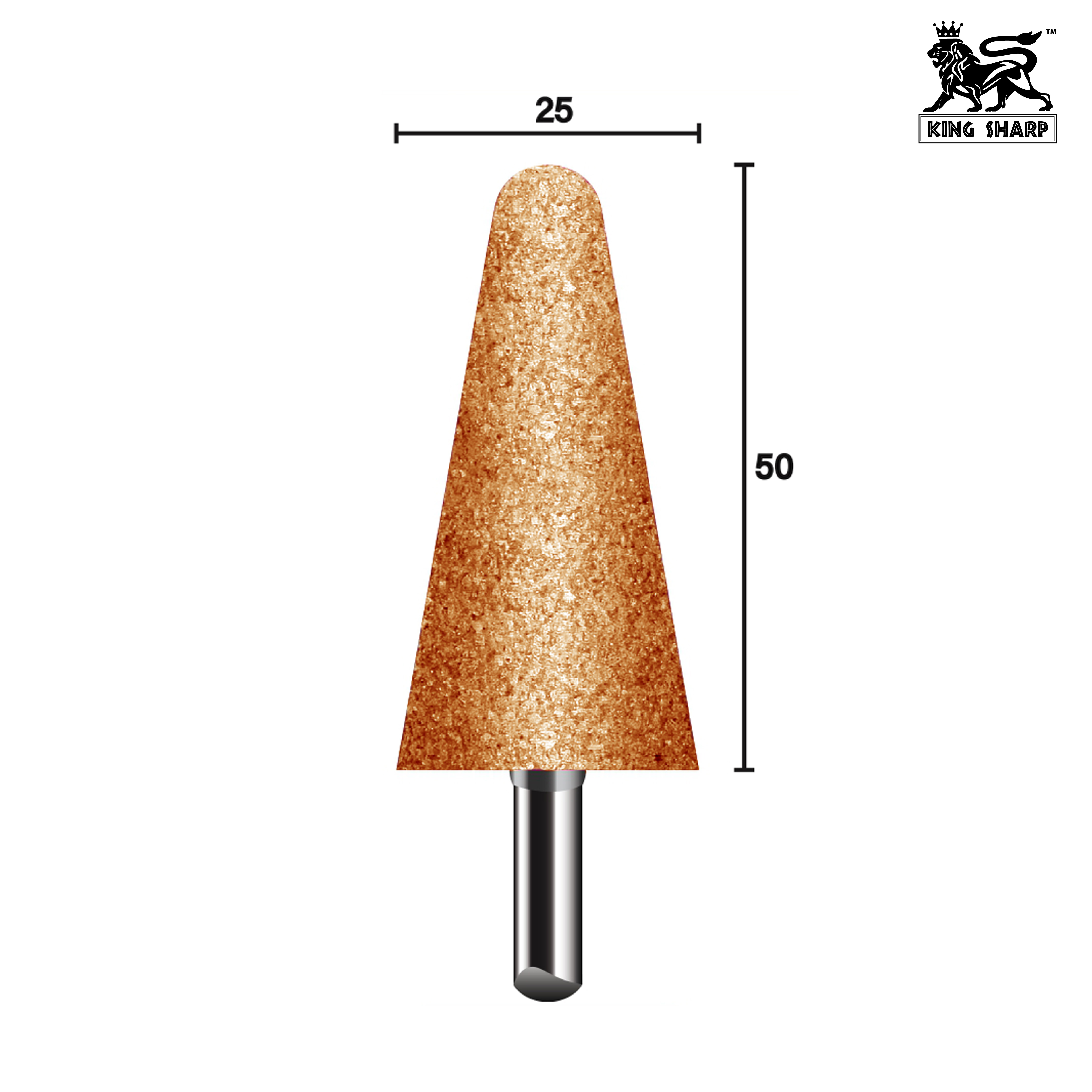 หินเจียรมีแกน KINGSHARP A3 38A60PV40 25x50x6 mm.