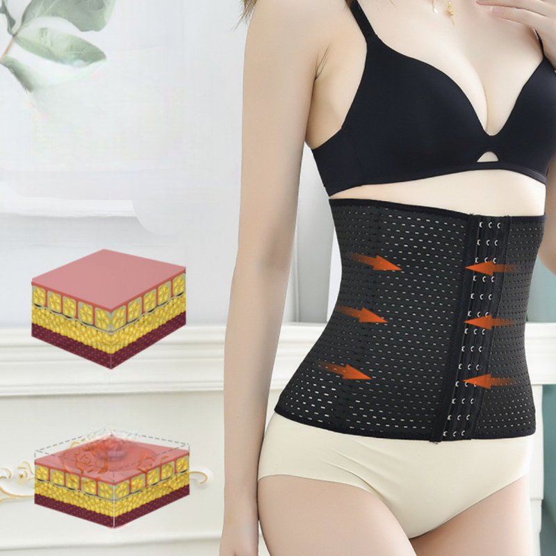 แผ่นรัดพุง เก็บหน้าร้องแบนเรียบ รุ่นตะขอ เสริมโครง