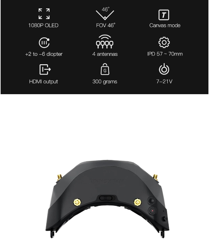 Walksnail Avatar HD Goggles แว่น FPV ระบบ Digital FOV 46 ° 1080P High-Fidelity Full HD OLED