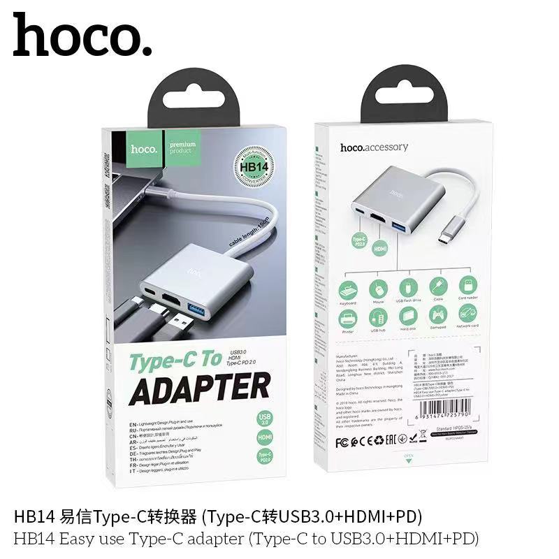 HOCO HB14 TYPE-C TO usb3.0 HDMI PD2.0