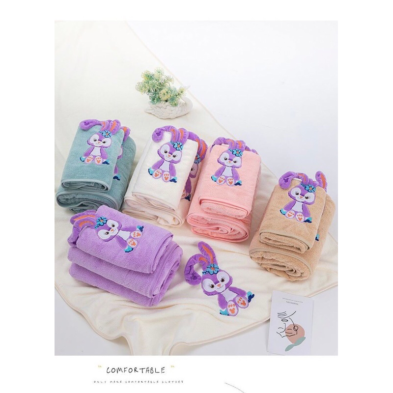 ผ้าเช็ดตัว กระต่าย หนานุ่ม เซท 2 ชิ้น ซับน้ำดี ของขวัญน่ารัก
