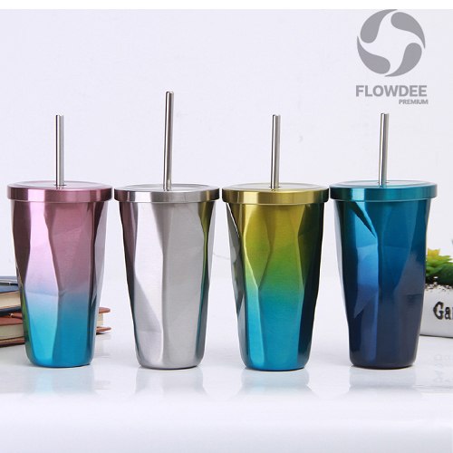 แก้วน้ำสแตนเลสพร้อมหลอดดูด FGS029