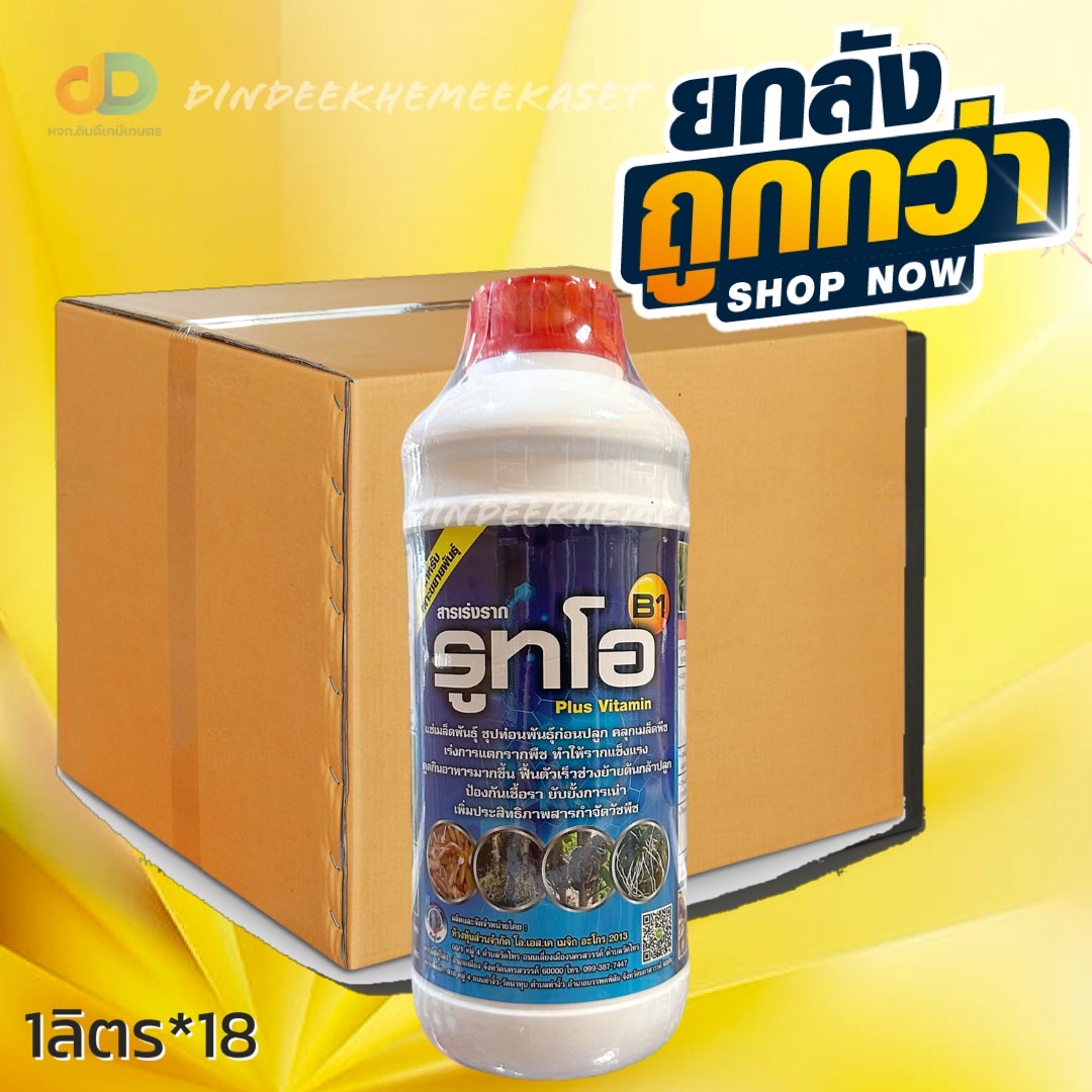 (ยกลัง 18ขวด) รูทโอ B1 ขนาด 1 ลิตร สารเร่งราก แช่ท่อนพันธุ์ แช่เมล็ดพันธุ์ เพาะขยายพันธุ์ ฟื้นตัวเร็วช่วงย้ายกล้าต้นปลูก