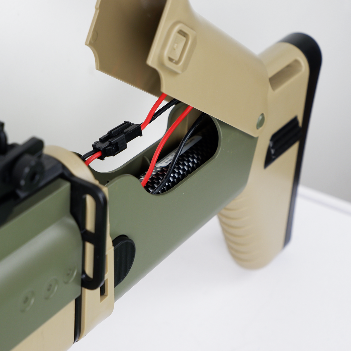 (30)SCAR สีทราย ตัวท็อป 220FPS ปืนเจลไฟฟ้า ของเล่นยิงรัวได้ Semi Auto ได้