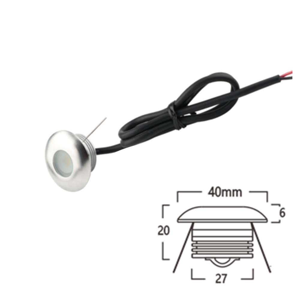 โคมไฟฝังพื้น Inground Up light Round 304 Stainless Steet + Aluminum lamp body LED 1W DC12V IP67