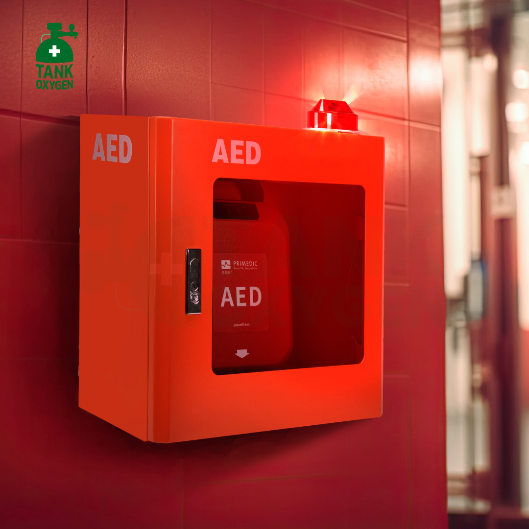 ตู้เก็บเครื่องกระตุกหัวใจอัตโนมัติ AED มีสัญญาไฟและเสียงแจ้งเตือน (แบบแขวนผนัง)