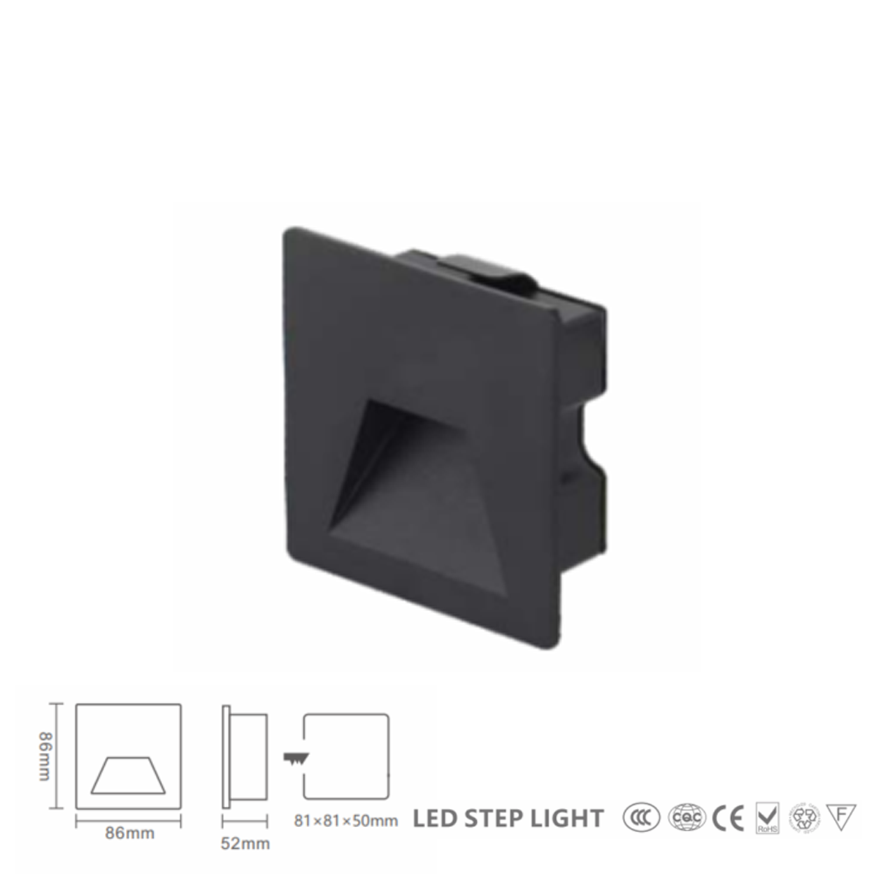 โคมไฟบันไดฝังผนัง LED Recessed step light รุ่น:T86 LED 3W IP65