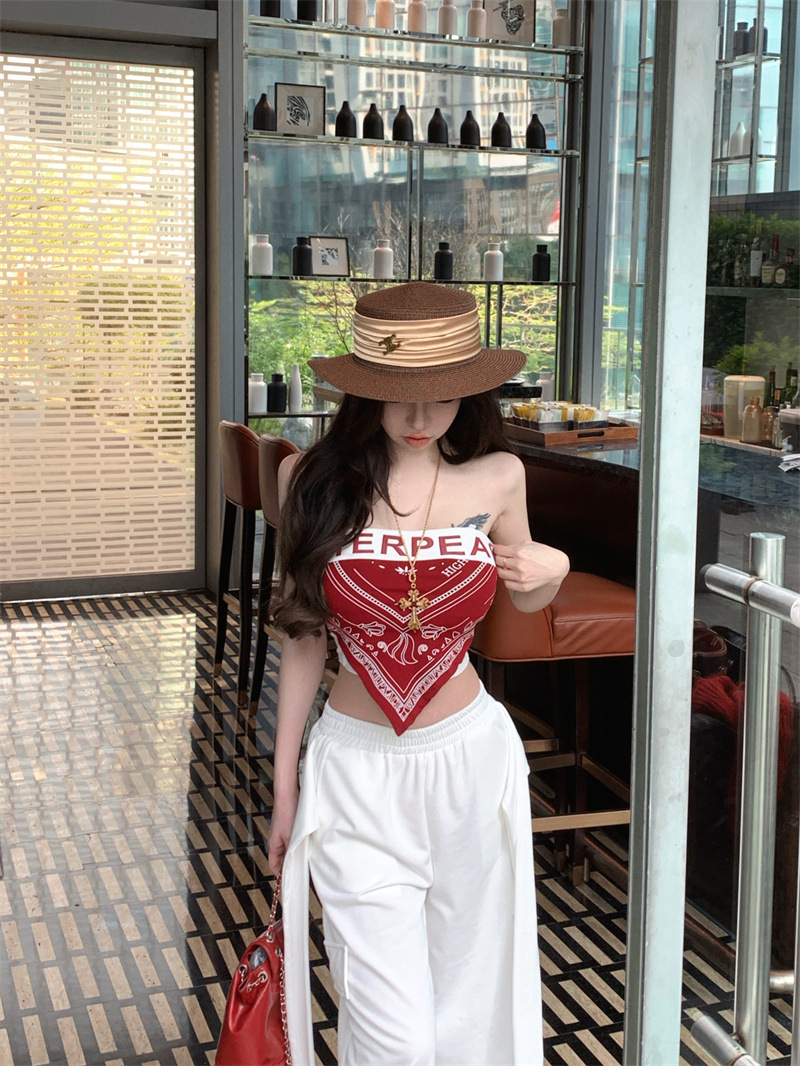 เสื้อครอป เกาะอก สไตล์เกาหลี รหัส CN3341 พร้อมส่ง