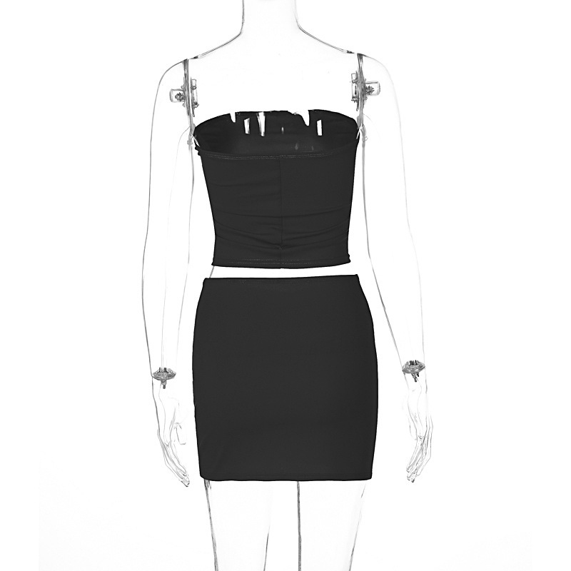 ชุดเซท เกาะอก+กระโปรง ผ้านิ่ม รหัส CN03