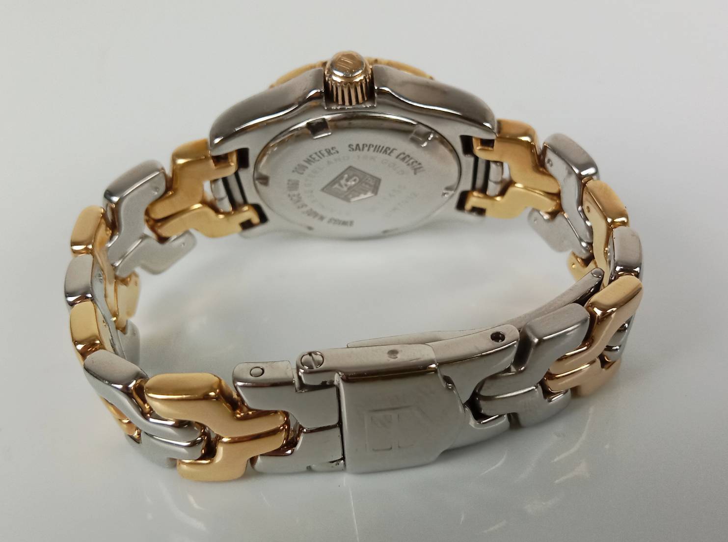 27.TAG Heuer Ladies SS/18k Gold WT1455 DW7002 Mother of Pearl Link Watch พร้อมกล่องแท้