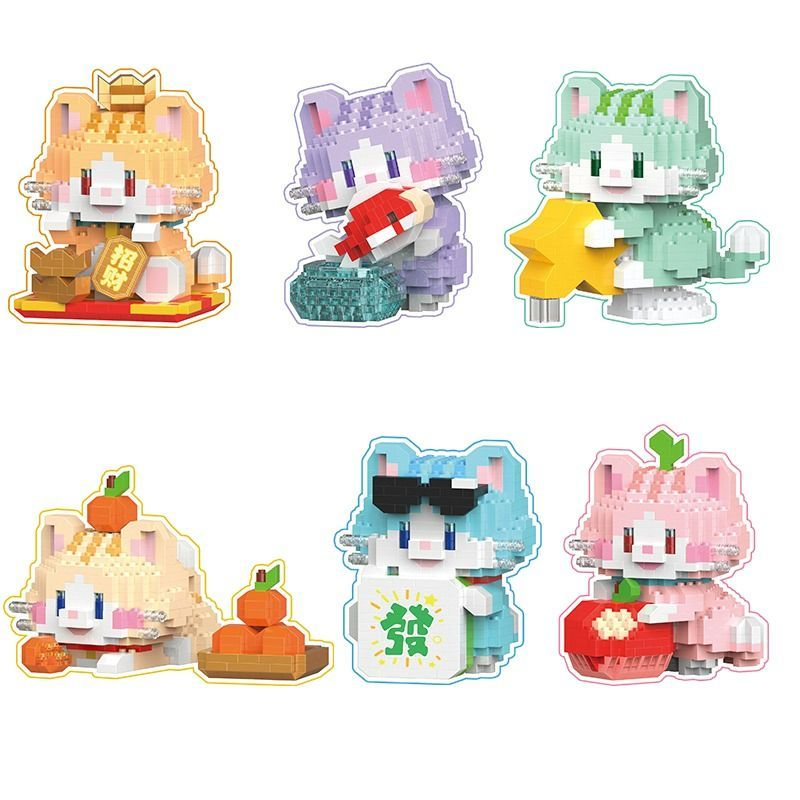 ตัวต่อแมวกวักนำโชค 6 สี