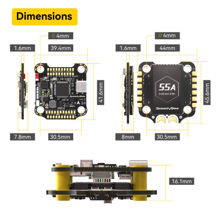 STACK 30x30 SpeedyBee F405 V4 BLS ESC 55A รุ่นใหม่ 2024 บอร์ดคอนโทร