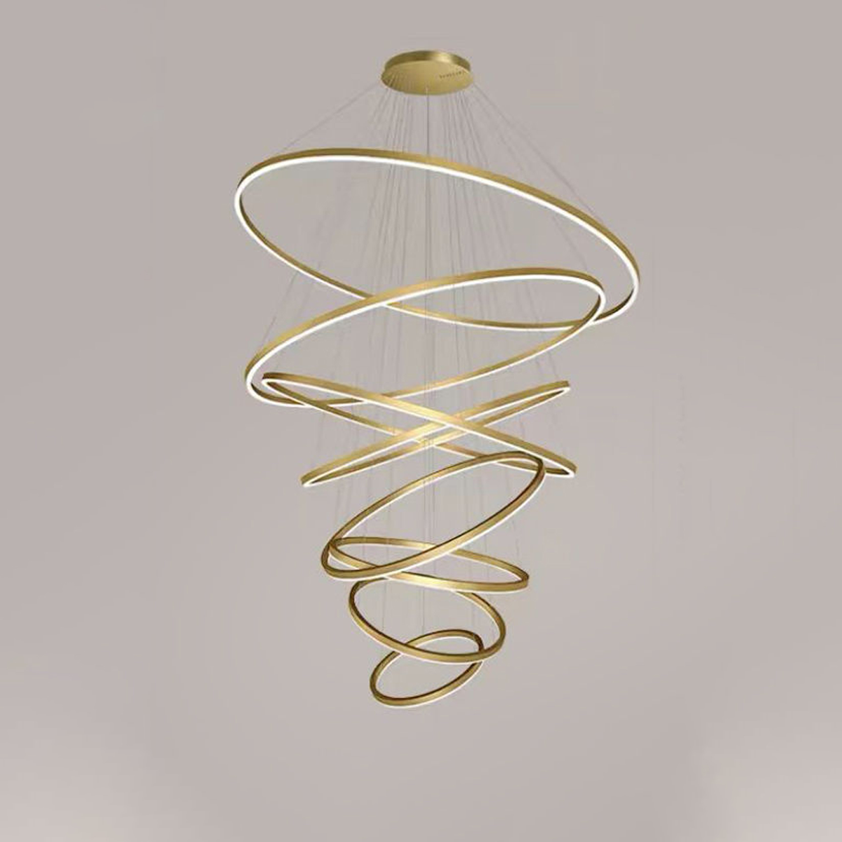 โคมไฟแขวนเพดาน โคมไฟระย้า Pendant Lamp 8 Ring Stainless Steel + Acrylic LED 380W Dimmable