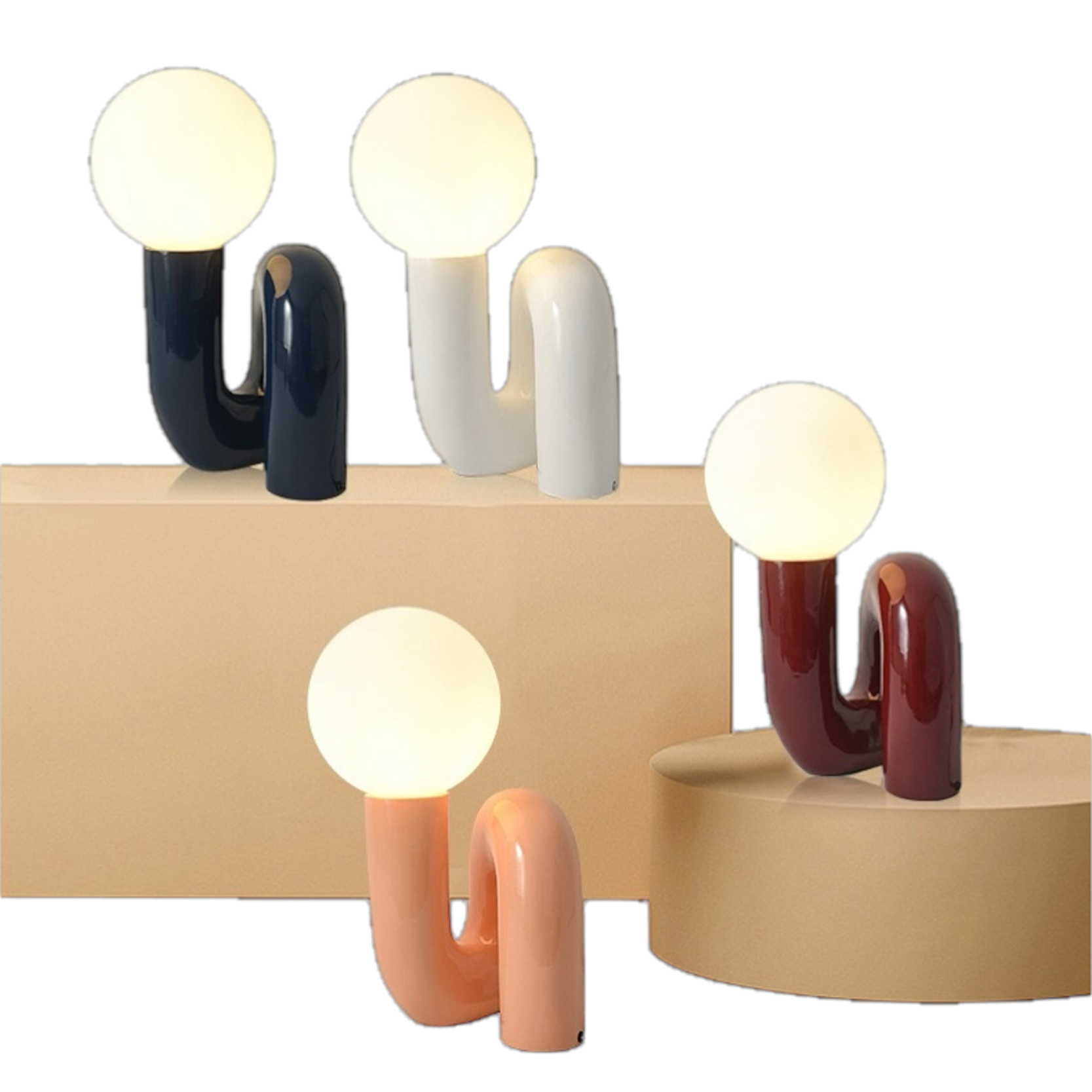 โคมไฟตั้งโต๊ะ สไตล์นอร์ดิก Nordic style table lamp Resin + Glass LED G9x1 IP20