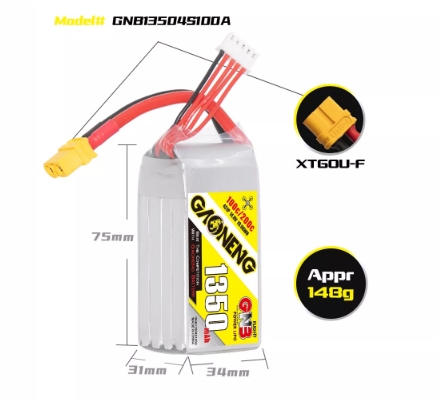 แบต GNB 4เซล 1200-6500mah HV XT30 XT60 XT90 แบตสำหรับ RC รถ เรือ เครื่องบิน โดรน หุ่นยนต์ มีให้เลือกหลายขนาดความจุ