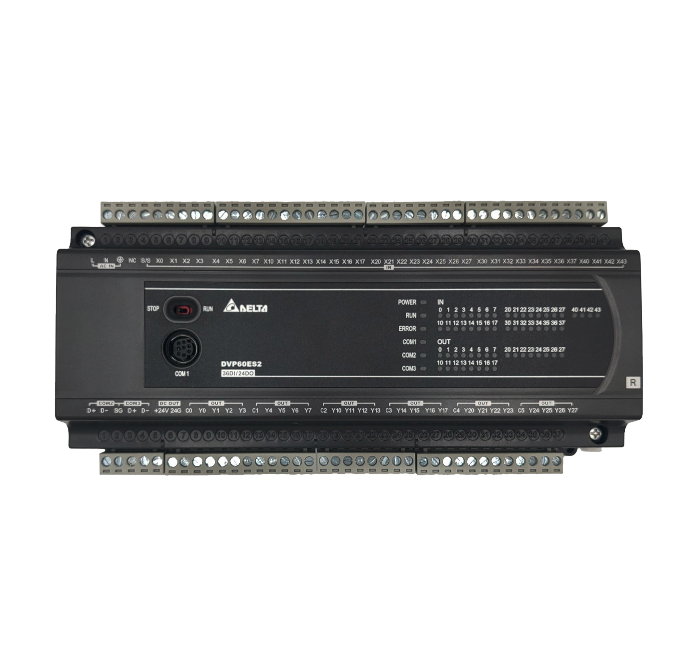 Delta PLC DVP60ES200R 36I/24O, AC Power-In, Relay Output