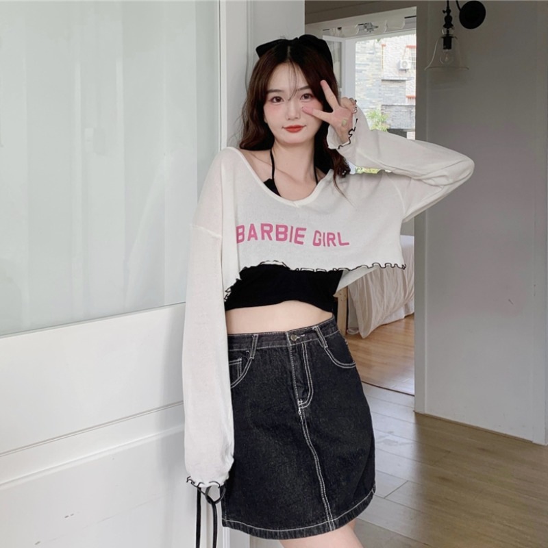 เสื้อครอป เสื้อแขนยาว 2 ชิ้น เสื้อครอปสไตล์เกาสหลี รหัส A401