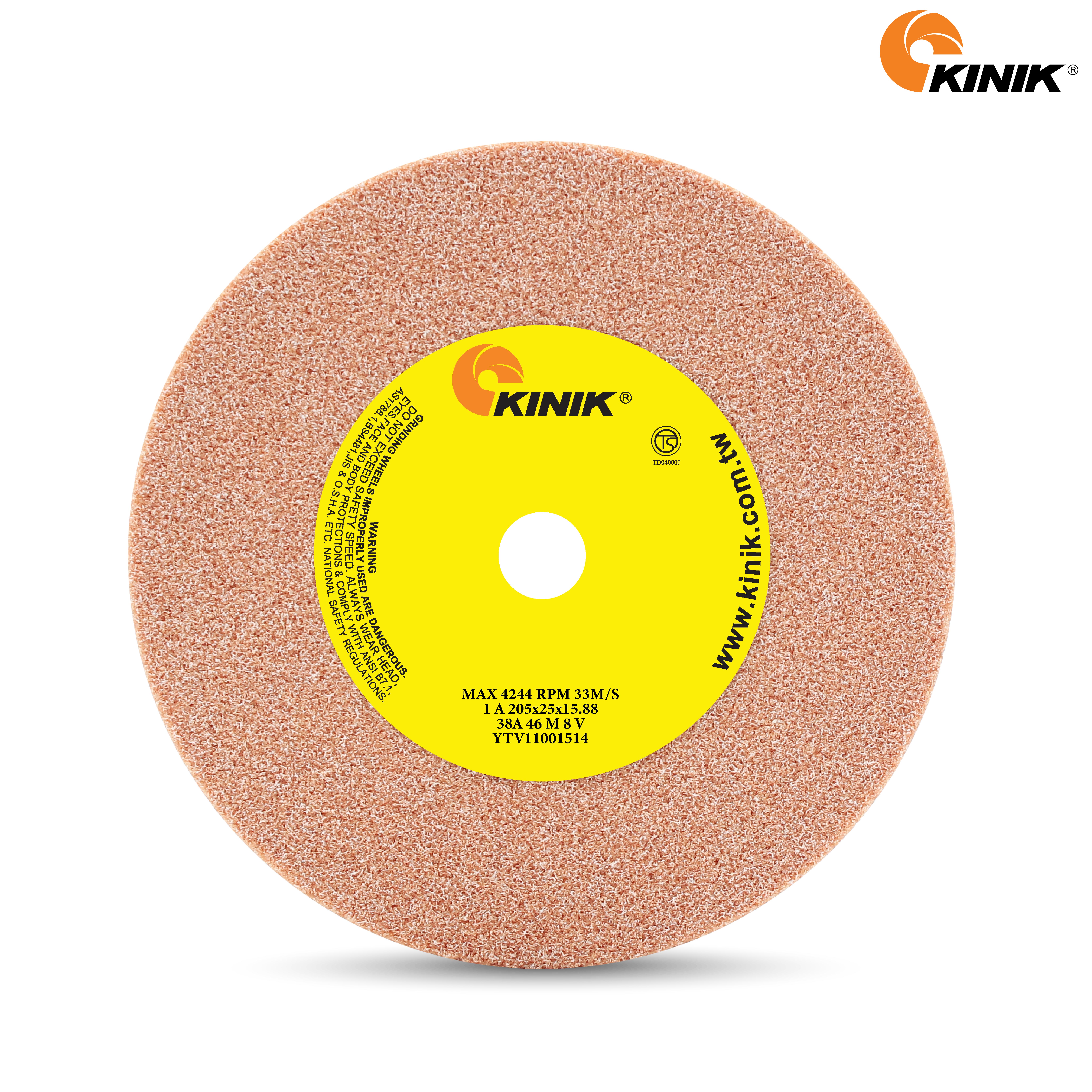 หินเจียร KINIK WA(38A)46M8V1A 205x25x15.88 mm.
