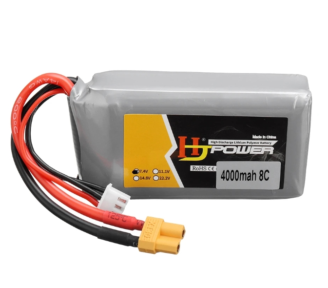 HJ POWER 2S 7.4V 4000mAh 8C แบตสำหรับใส่รีโมท และ ใช้เลี้ยงรีซีฟ
