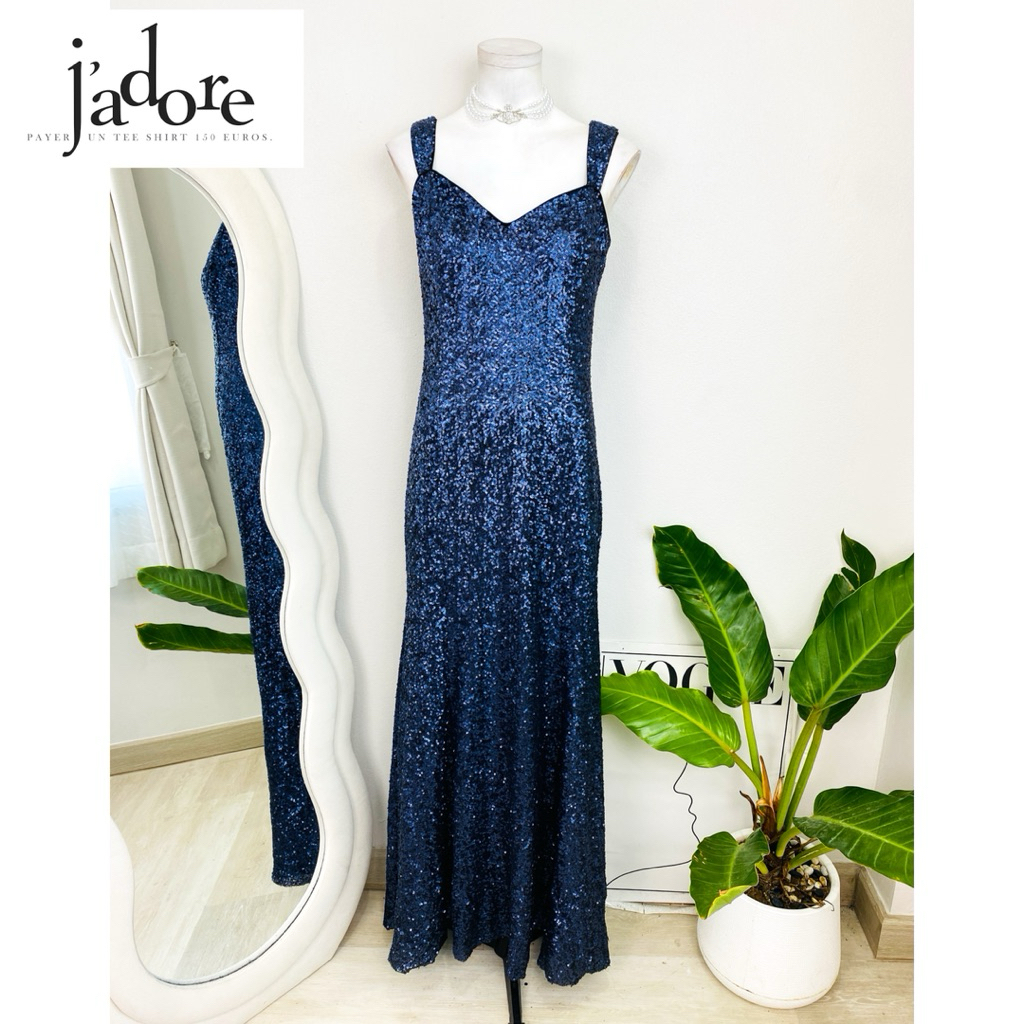 ไซด์ XL แบรนด์ Jadore แท้100% 🌸Maxi dress เดรสยาว เกล็ดแน่น งานเกล็ดวิบวับ สีกรม ทรงเข้ารูป เดรสออกงาน ชุดปาร์ตี้