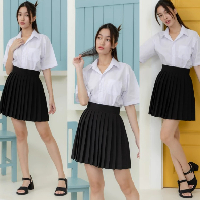กระโปรงพลีท นักศึกษา จีบเล็ก พร้อมส่ง
