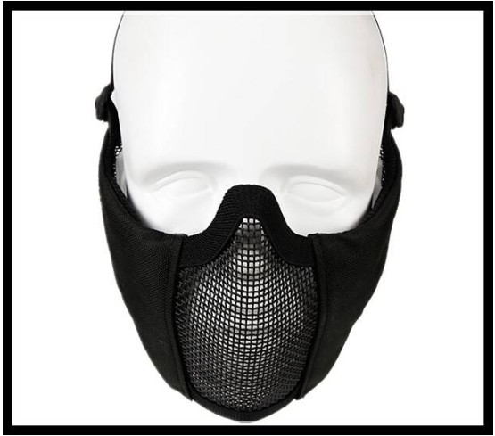 หน้ากากตะแกรงผ้า ครึ่งหน้า มีที่ปิดหู