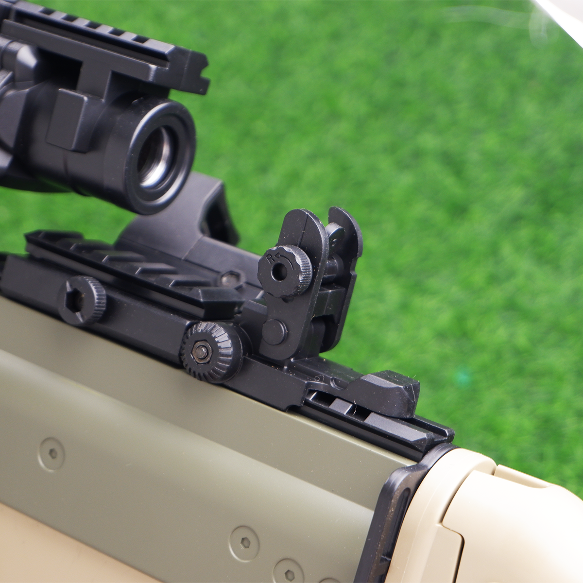 (30)SCAR สีทราย ตัวท็อป 220FPS ปืนเจลไฟฟ้า ของเล่นยิงรัวได้ Semi Auto ได้