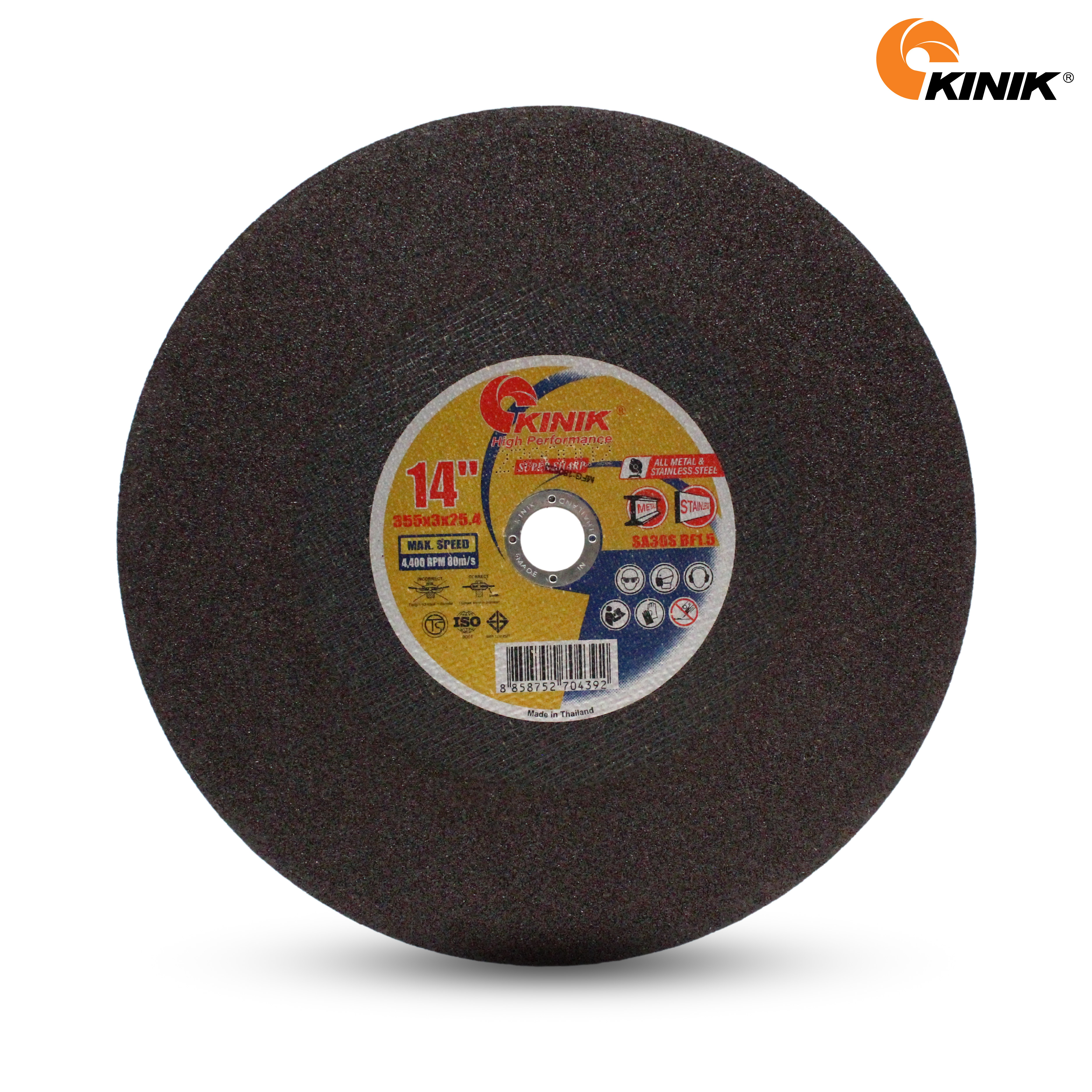 แผ่นตัดเหล็ก KINIK SA30SBF1.5 355x3x25.4 mm.