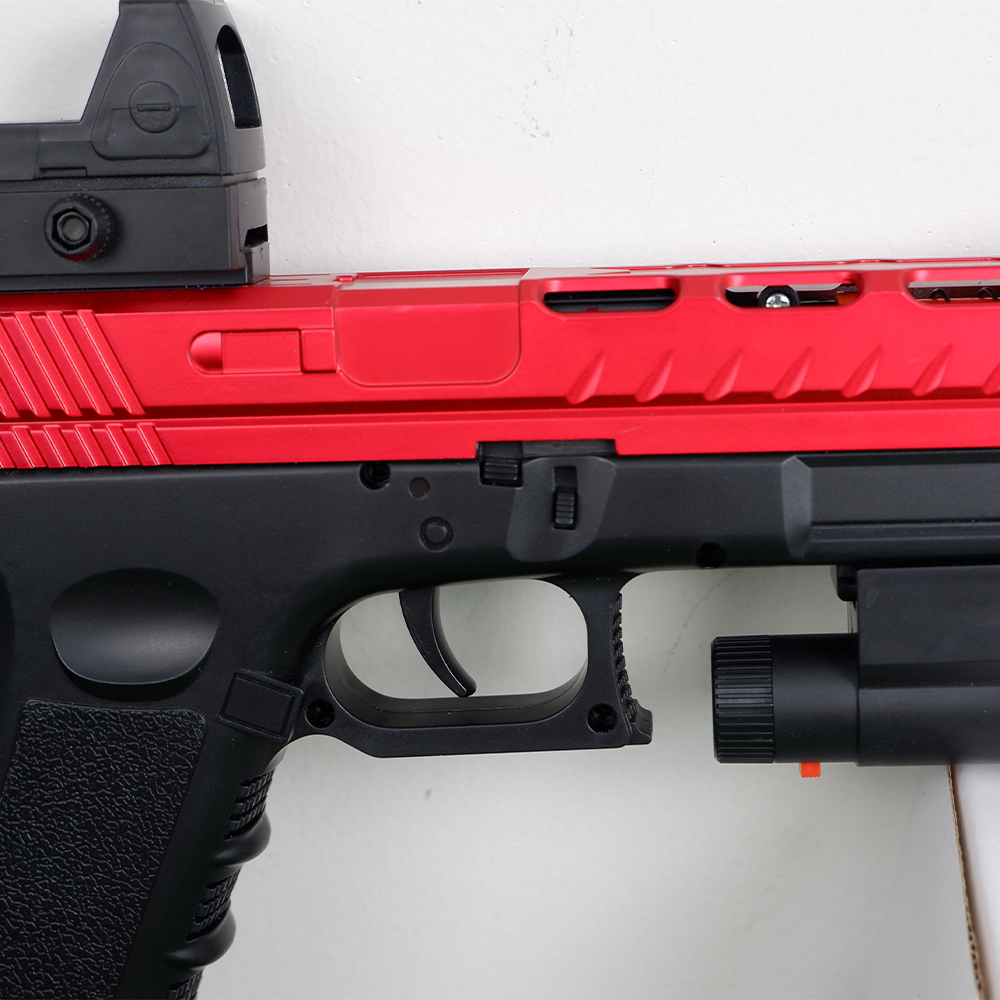 (10)GLOCK สีดำแดง ปืนเจลไฟฟ้า ของเล่น ยิงรัวได้ ชักยิงได้