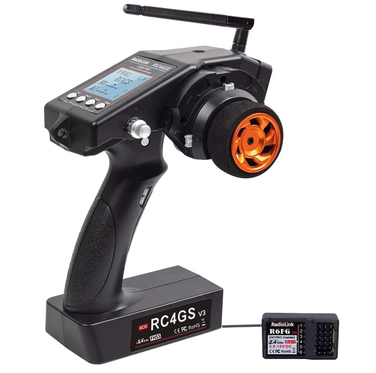 RadioLink RC4GS V3 2.4G 5CH RC Transmitter and Receiver R6FG Gyro Inside Pistol Grip Remote Controller for RC Car Boat รีโมท 5CH ฟังชั่นเพียบ สัญญาณไกล ในชุด มีรีซีฟ 1ตัว