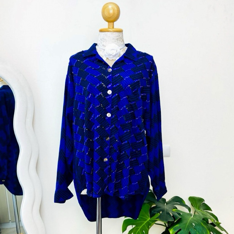 เสื้อเชิ้ต งานเกล็ดวิบวับ สีม่วง ใส่ออกงาน ทรงเข้ารูป เดรสออกงาน ชุดปาร์ตี้(197)