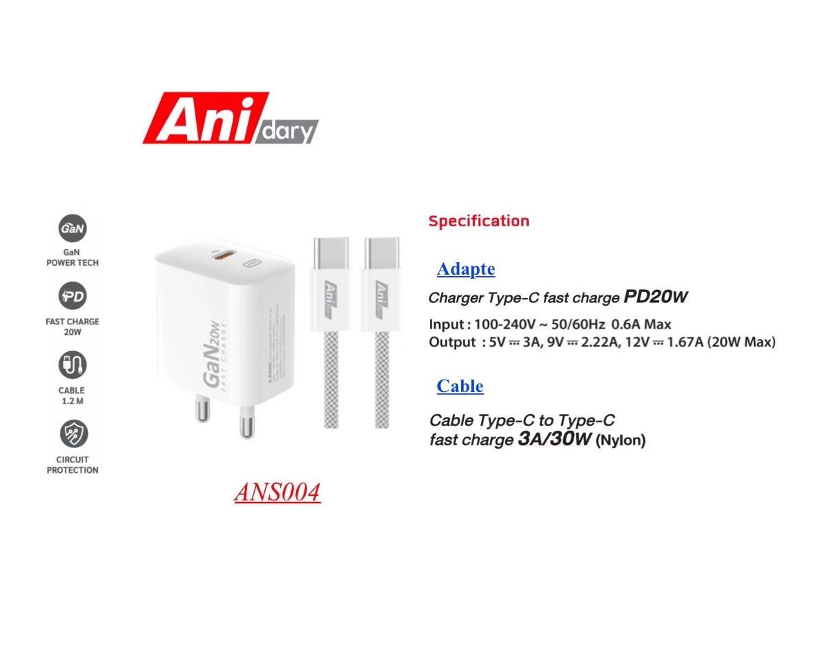 Anidary AC-209 TC to TC 20W(EU)(ANS004)