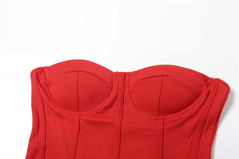 ชุเดรส เกาะอก แดง สายฝอ เซ็กซี่ รหัส CN56134