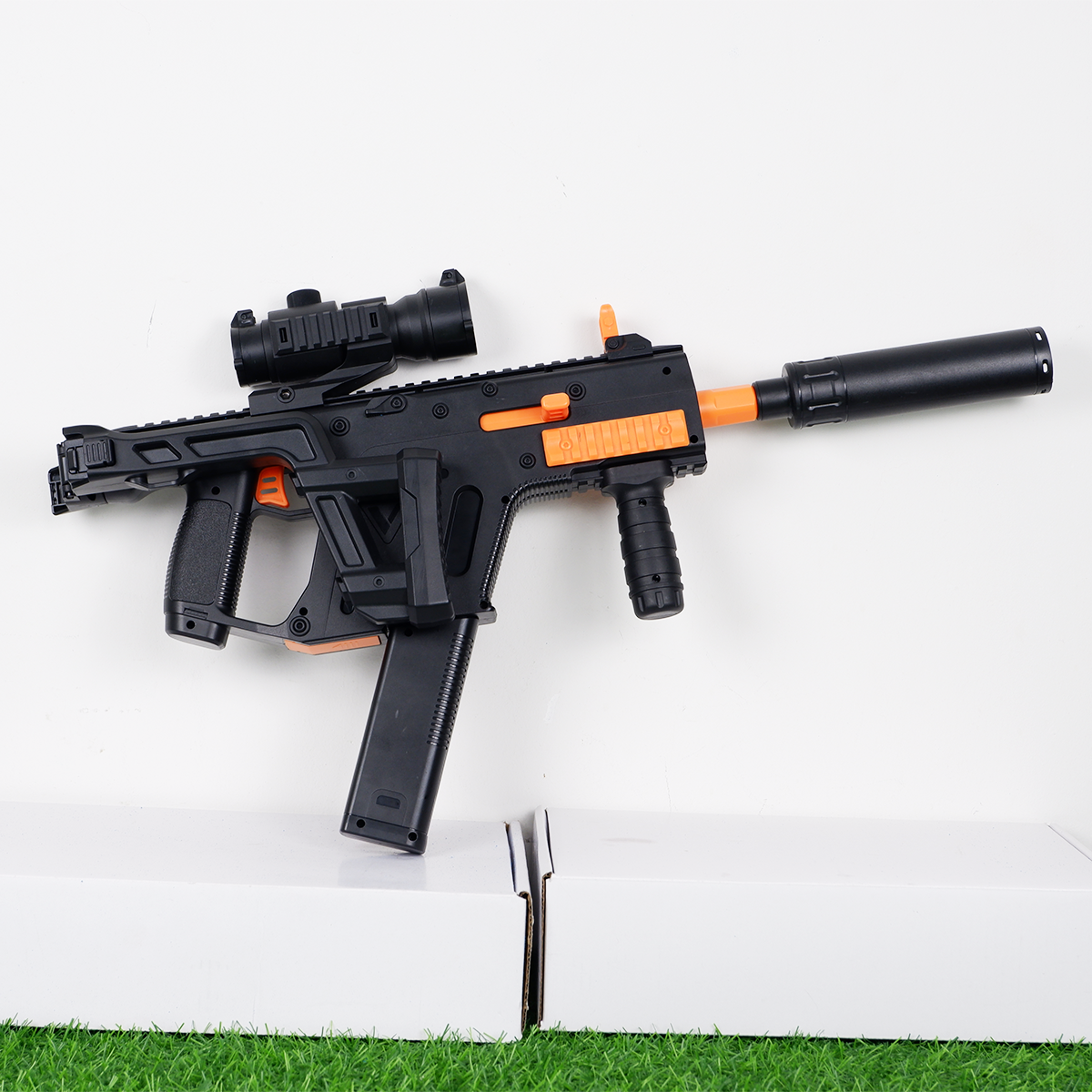 (32)Kriss Vector สีดำ ของเล่น ยิงรัวได้ ชักยิงได้ ปลายกระบอกมีไฟ