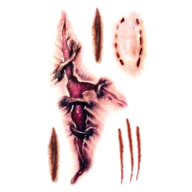 ส่งด่วนในไทย Halloween แทททู สติ๊กเกอร์ TATTOO เลือดปลอม ฮาโลวีน กันน้ำสีคมชัด เลือกแบบได้