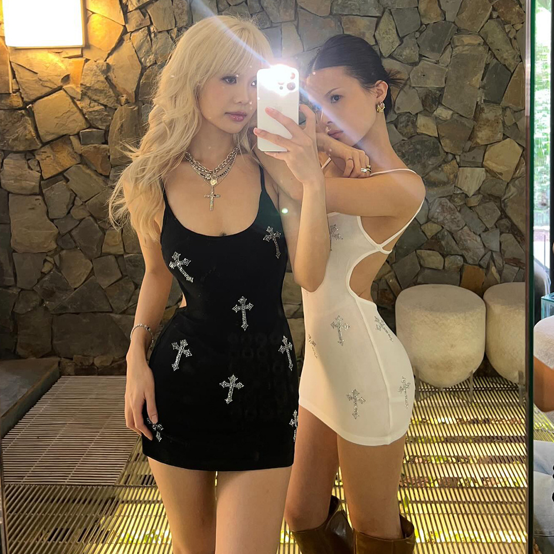 ชุดเดรสสายเดี่ยว ฝังเพชร GB76905 พร้อมส่งด่วนในไทย