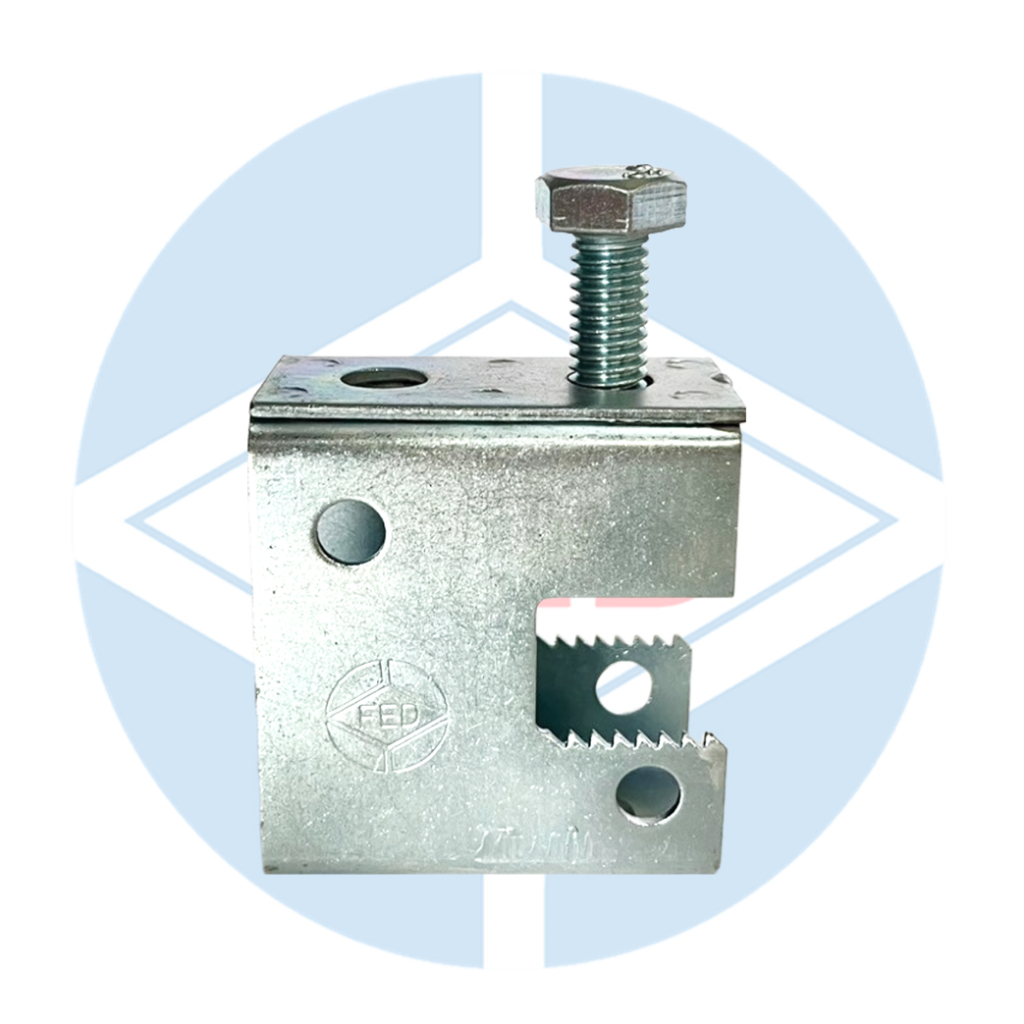 บีมแคลมป์ Beam Clamp BC-02 เหล็กชุบซิงค์ ตรา FED รองรับรูเกลียว 3/8" และ 1/2"