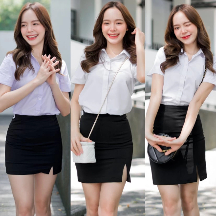 ชุดนักศึกษา ครบเซท เสื้อ+กระโปรงนักศึกษา พร้อมส่ง🚚