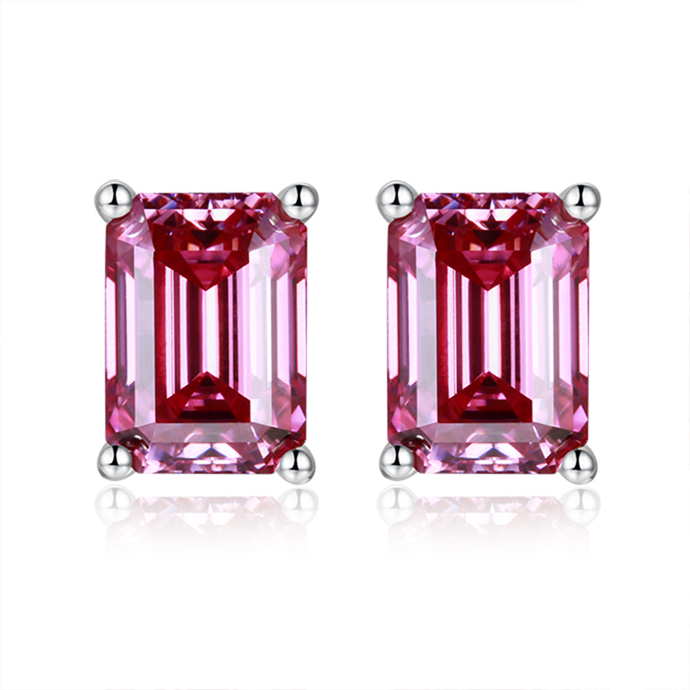 [สั่งผลิต] E3-0012-Pink ต่างหูเพชรโมซาไนท์ 2 กะรัต