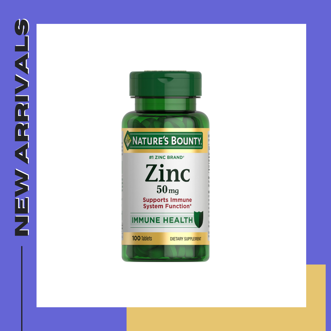 ภูมิคุ้มกัน Nature's Bounty Zinc, Supports Immune System Function, Dietary Supplement, 50 mg, 100 Ct
